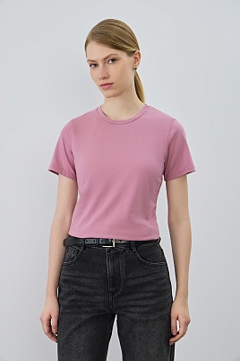 Базовая футболка из хлопка, ягодная