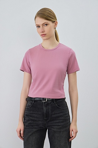 Базовая футболка из хлопка, ягодная