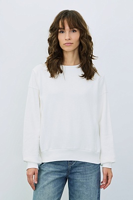 Свитшот из хлопка с текстурными вставками, белый