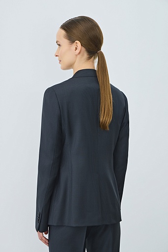 Костюмный жакет из шерсти в мелкую клетку, темно-серый AGATHA