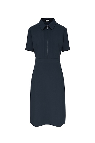 Платье на молнии с коротким рукавом, черное