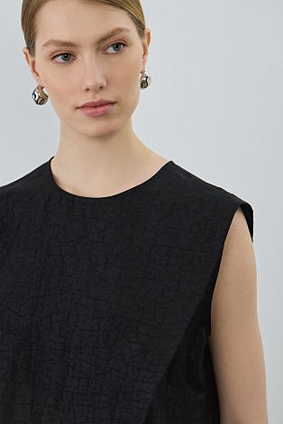 Текстурный топ из натурального шелка, черный Cherry