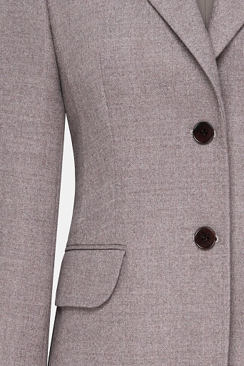 Приталенный костюмный жакет из шерсти, серо-коричневый