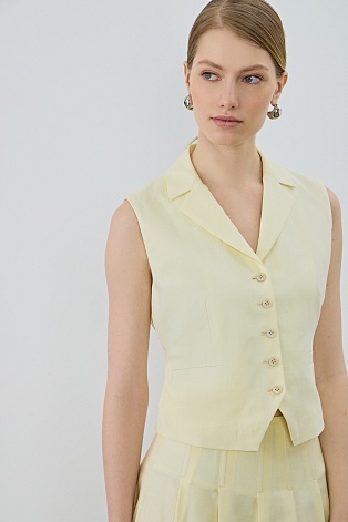 Жилет на пуговицах из тенселя и льна, сливочный Lilly