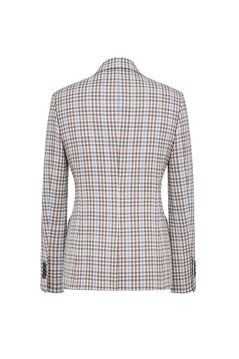 Приталенный жакет в мелкую клетку, коричневый с голубым AGATHA