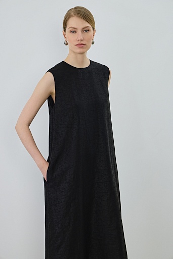 Текстурное платье из натурального шелка, черное