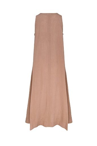 Платье-сарафан А-силуэта изо льна и тенселя, цвет какао