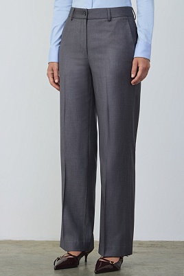 Прямые брюки со стрелками, серые MARIA