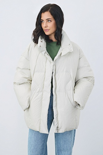 Пуховик с воротником стойкой, белый