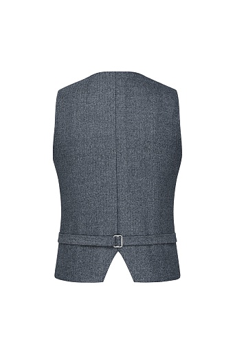 Костюмный жилет из шерсти в елочку, серый