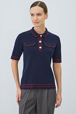 Футболка-поло с контрастной отделкой