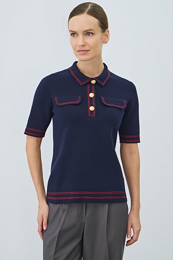 Футболка-поло с контрастной отделкой