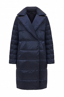 Пуховое пальто темно-синего цвета
