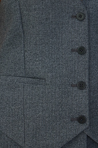 Костюмный жилет из шерсти в елочку, серый