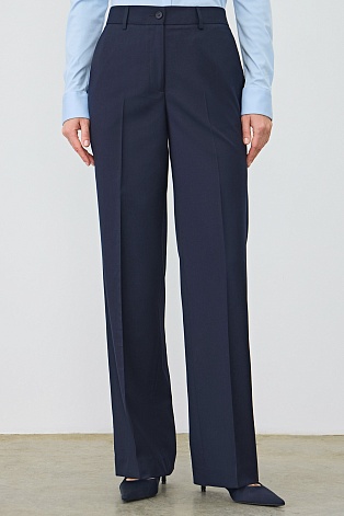 Свободные костюмные брюки с защипами, темно-синие MARIA