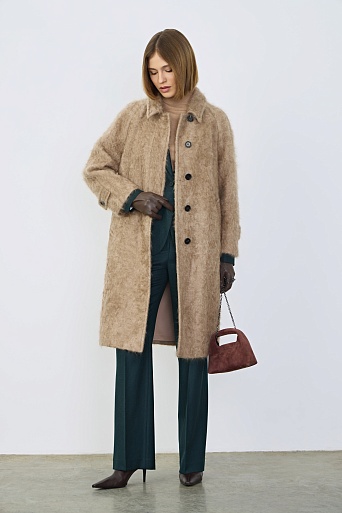 Замшевая сумка на цепочке, кофейная