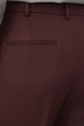 Прямые костюмные брюки из шерсти, красно-коричневые
