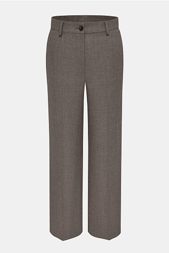 Прямые костюмные брюки с кашемиром, серо-коричневые TYRA