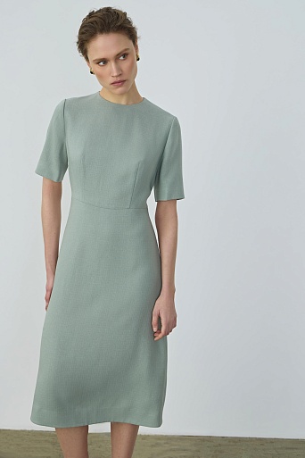 Однотонное платье-футляр с короткими рукавами, мятное