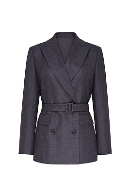 Двубортный костюмный жакет на поясе