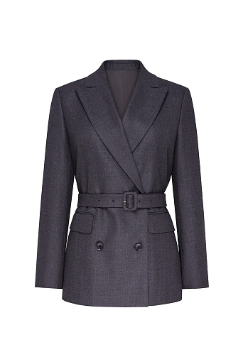 Двубортный костюмный жакет на поясе