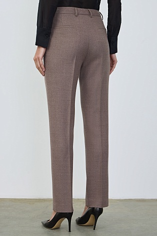 Зауженные костюмные брюки из шерсти, серо-коричневые