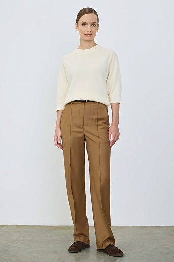 Свободный джемпер с рукавом 3/4, кремовый