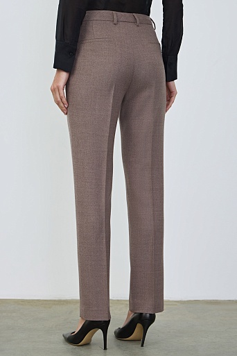 Зауженные костюмные брюки из шерсти, серо-коричневые