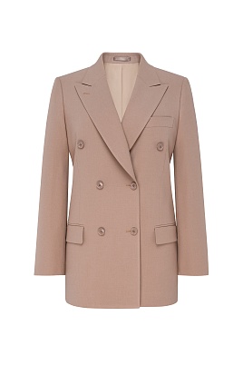 Удлиненный двубортный жакет, цвет бежевый KINSLEY