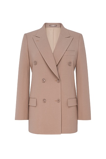 Удлиненный двубортный жакет, цвет бежевый KINSLEY