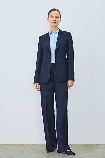Костюмный жакет на одной пуговице, темно-синий KARLA