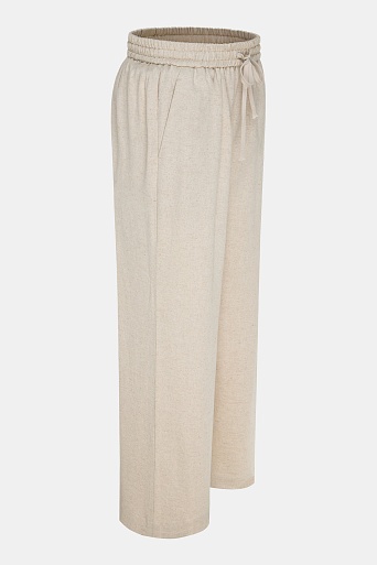 Свободные брюки на кулиске изо льна, цвет овсяное молоко