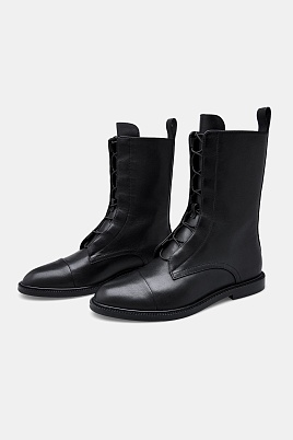 Кожаные ботильоны, черные