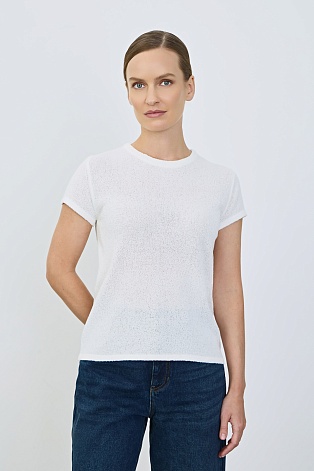 Трикотажный топ из букле, белый