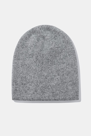 Шапка бини с ангорой, серая