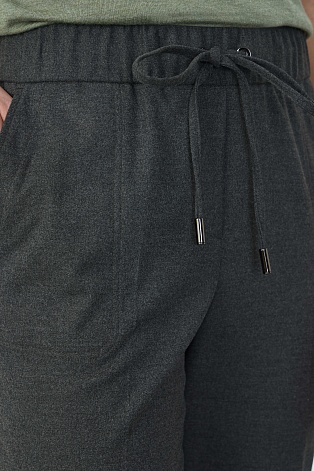 Зауженные брюки на кулиске, серый меланж