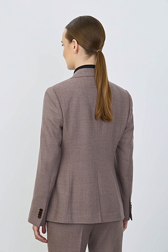 Приталенный костюмный жакет из шерсти, серо-коричневый
