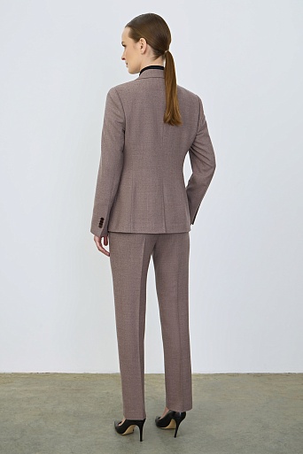 Приталенный костюмный жакет из шерсти, серо-коричневый