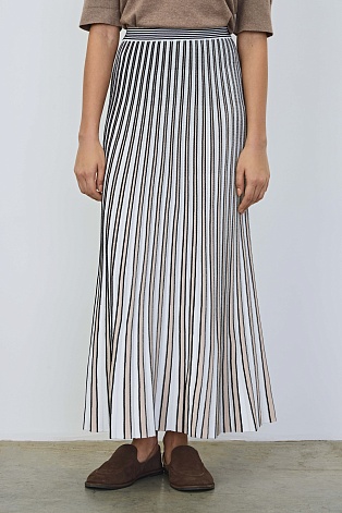 Трикотажная юбка плиссе из вискозы, белая в полоску