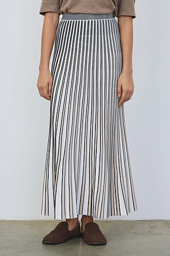 Трикотажная юбка плиссе из вискозы, белая в полоску