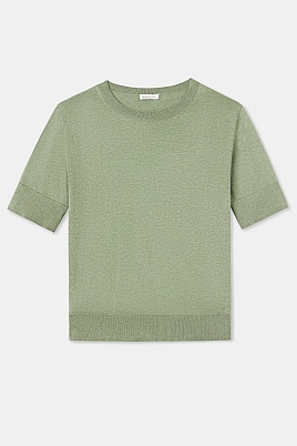 Джемпер из хлопка с коротким рукавом, цвет шалфей