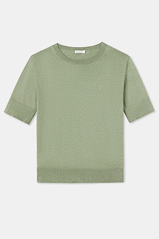 Джемпер из хлопка с коротким рукавом, цвет шалфей