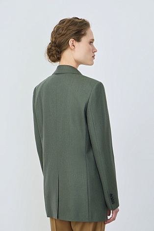 Удлиненный жакет из шерсти на одной пуговице, цвет шалфей
