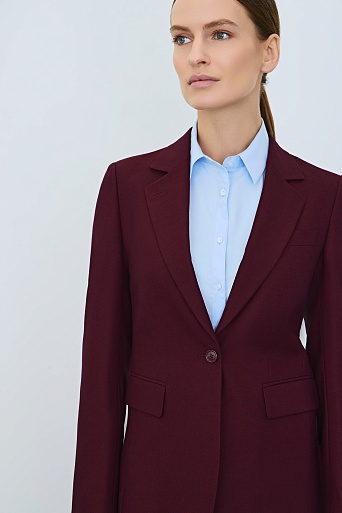 Приталенный жакет на одной пуговице, винный