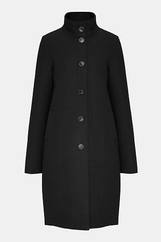Пальто с воротником-стойкой, черное