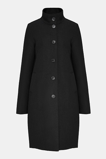 Пальто с воротником-стойкой, черное