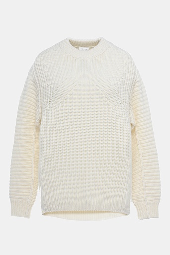 Джемпер фактурной вязки с шерстью, сливочный