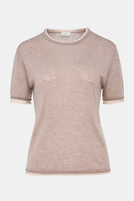 Двойной трикотажный топ, бежево-молочный