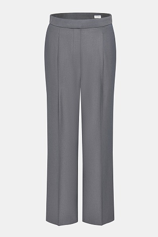 Прямые брюки с защипами, серые