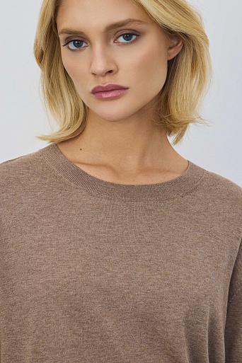 Джемпер с коротким рукавом с кашемиром, светло-коричневый